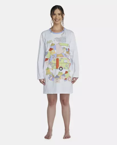 Camisão Feminino Adulto Manga Longa