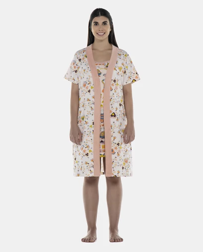 Robe Feminino Adulto Manga Curta