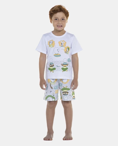 Pijama Masculino Kids Manga Curta e Bermuda