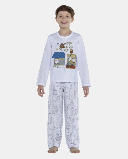 Pijama Masculino Kids Manga Longa e Calça