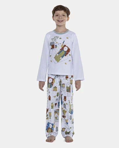 Pijama Masculino Kids Manga Longa e Calça