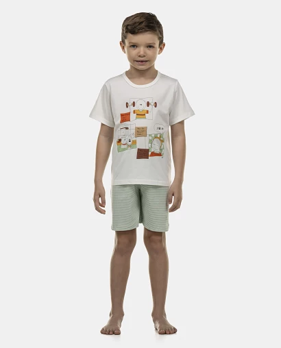 Pijama Masculino Kids Manga Curta e Bermuda