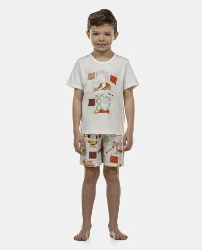 Pijama Masculino Kids Manga Curta e Bermuda