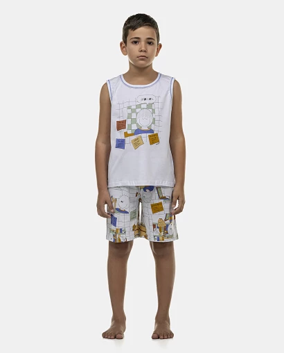 Pijama Masculino Kids Regata Machão e Bermuda