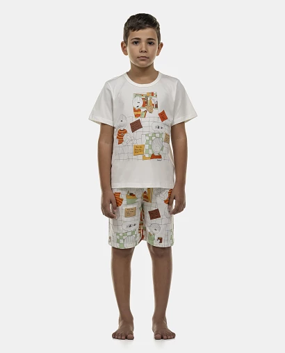 Pijama Masculino Kids Manga Curta e Bermuda