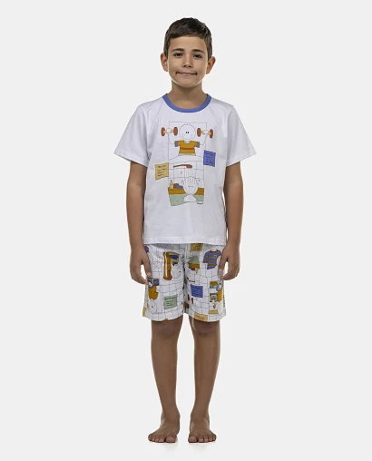 Pijama Masculino Kids Manga Curta e Bermuda