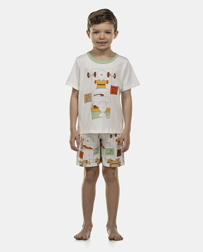 Pijama Masculino Kids Manga Curta e Bermuda
