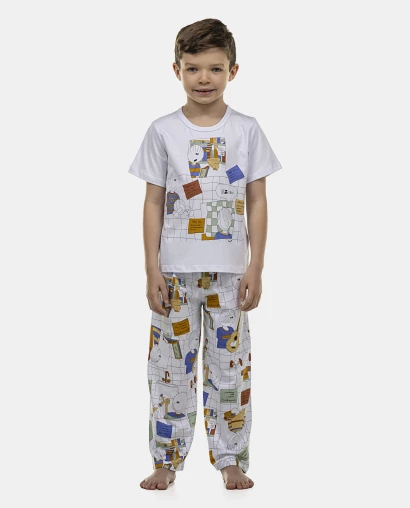 Pijama Masculino Kids Manga Curta e Calça