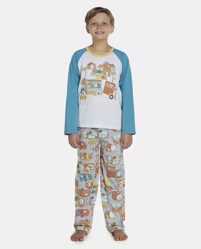 Pijama Masculino Kids Manga Longa e Calça