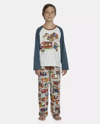 Pijama Masculino Kids Manga Longa e Calça