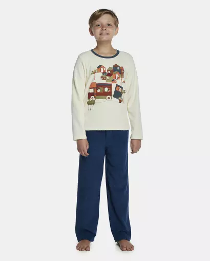 Pijama Masculino Kids Manga Longa e Calça Plush