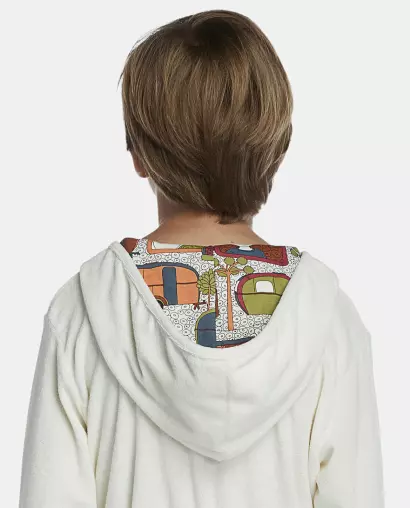 Roupão Masculino Kids Manga Longa Transpassado Com Capuz Atoalhado