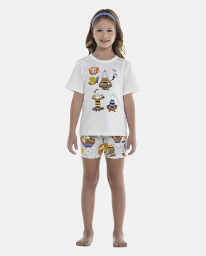 Pijama Feminino Kids Manga Curta e Short