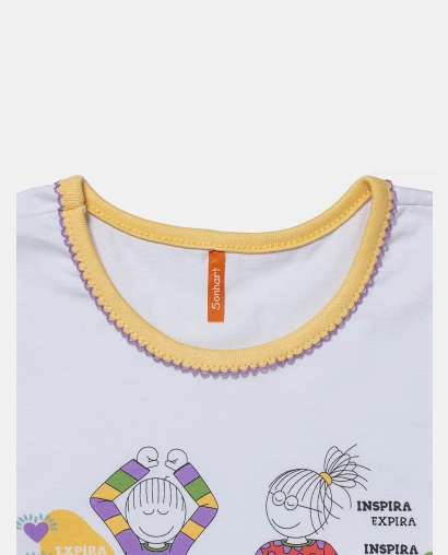 Pijama Feminino Kids Manga Longa e Calça