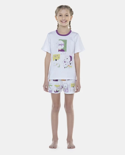 Pijama Feminino Kids Manga Curta e Short