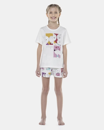 Pijama Feminino Kids Manga Curta e Short
