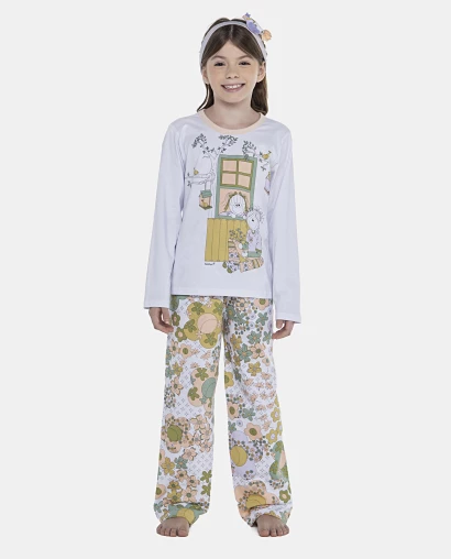 Pijama Feminino Kids Manga Longa e Calça