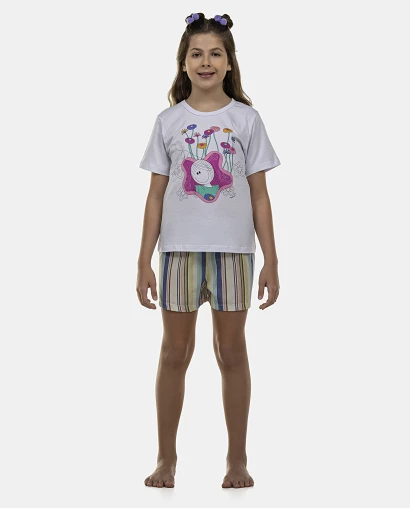 Pijama Feminino Kids Manga Curta e Short