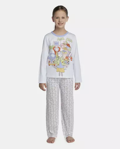 Pijama Feminino Kids Manga Longa e Calça