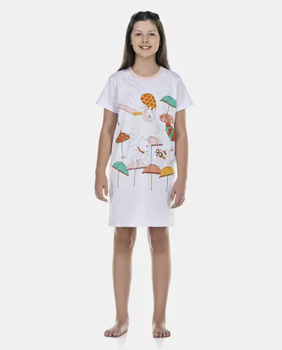 Camisão Feminino Kids Manga Curta