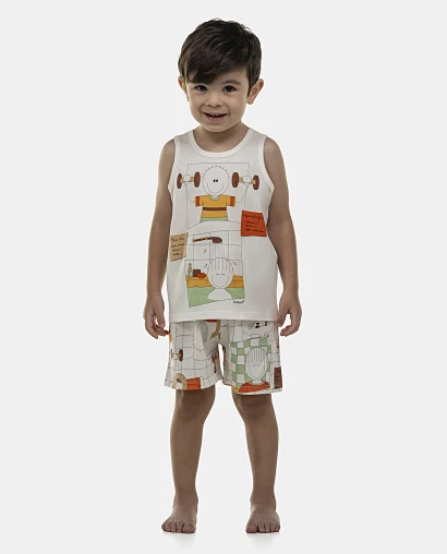 Pijama Masculino Baby Regata e Bermuda