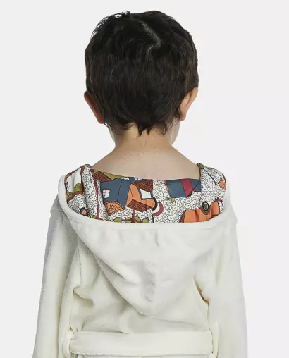 Roupão Masculino Baby Manga Longa Traspassado Com Capuz Atoalhado