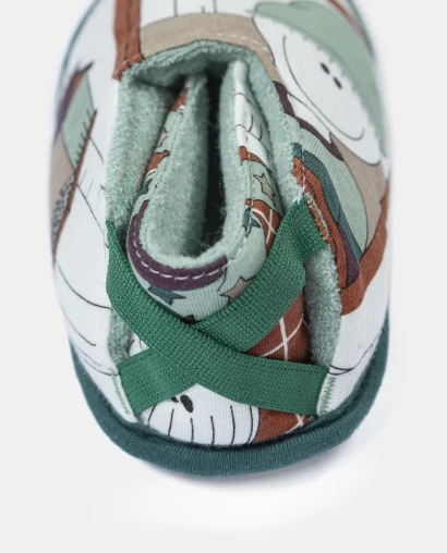 Pantufa Masculina Baby Fechada Com Elástico e Estampa Corrida 