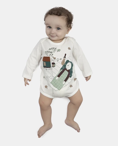 Kit Body Bebe Manga Longa Masculino