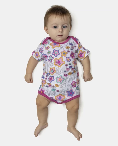 Kit Body Feminino Bebê Manga Curta