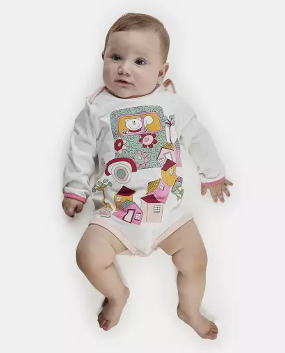 Kit Body Bebe Manga Longa Feminino