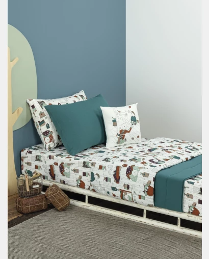 Lençol Elástico com Fronhas Casal Masculino