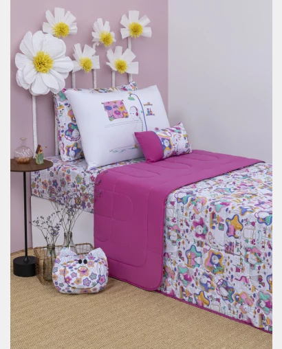 Lençol Elástico com Fronhas Solteiro Feminino