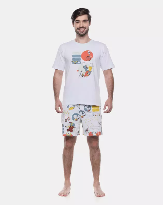 Pijama Masculino Adulto Manga Curta e Short