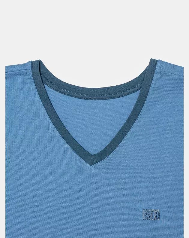 Pijama Masculino Adulto Manga Curta e Short Decote V