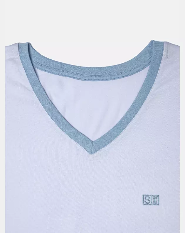 Pijama Masculino Adulto Manga Curta e Short Decote V