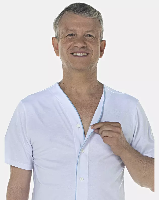 Pijama Masculino Adulto Manga Curta Com Abertura e Short