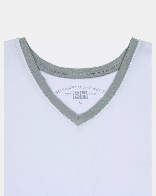 Pijama Masculino Adulto Manga Curta Decote V e Calça