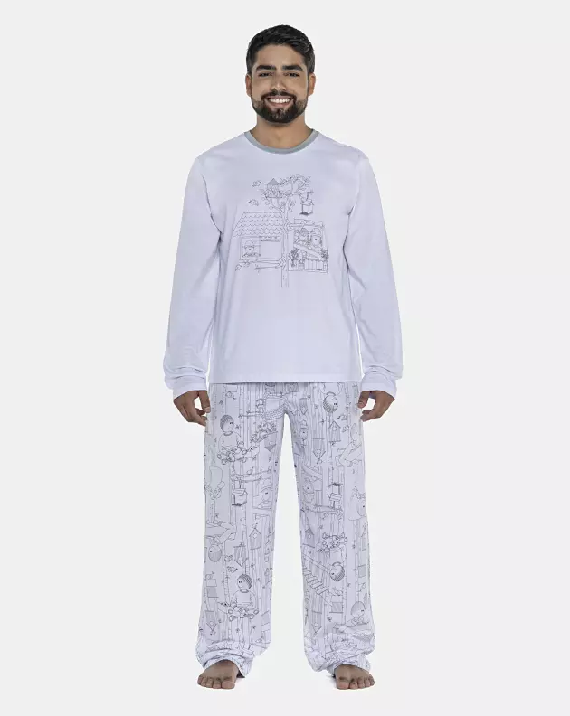 Pijama Masculino Adulto Manga Longa e Calça