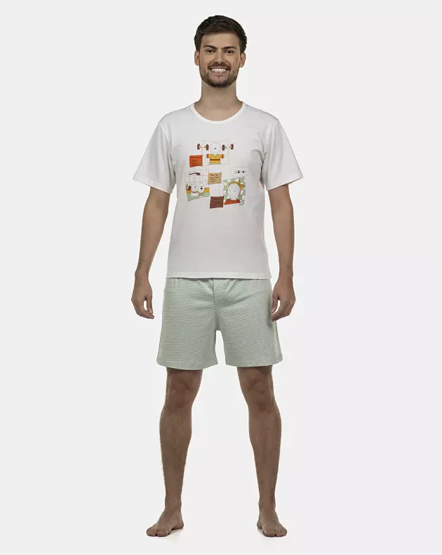 Pijama Masculino Adulto Manga Curta e Short