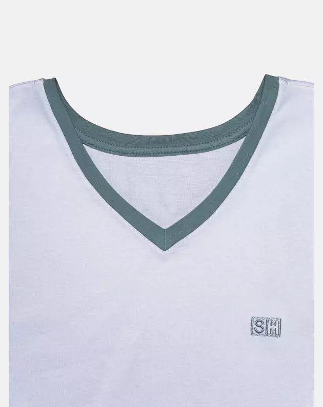 Pijama Masculino Adulto Manga Curta Decote V e Short