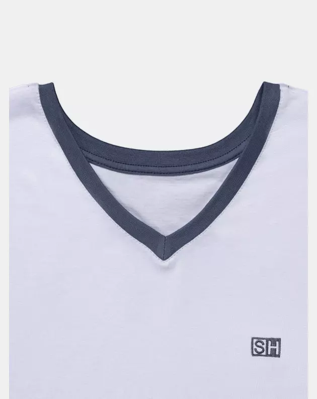 Pijama Masculino Adulto Manga Curta Decote V e Short 