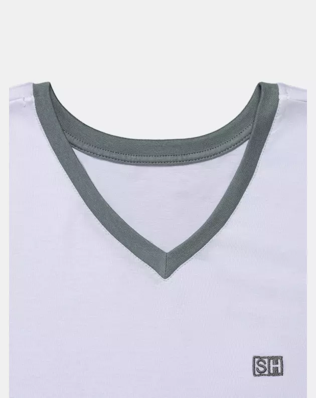 Pijama Masculino Adulto Manga Curta Decote V e Short 