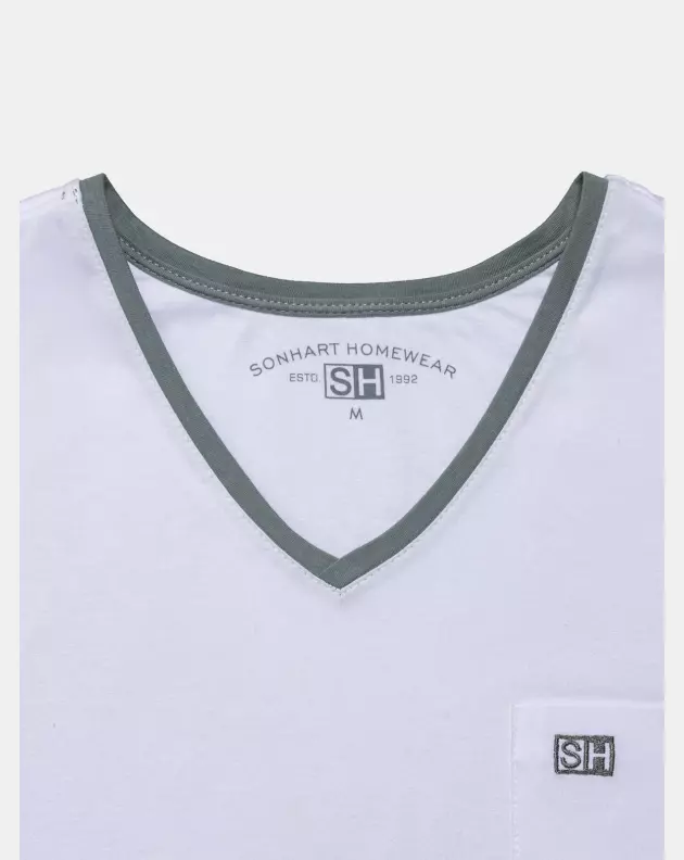 Pijama Masculino Adulto Manga Curta Decote V e Short 