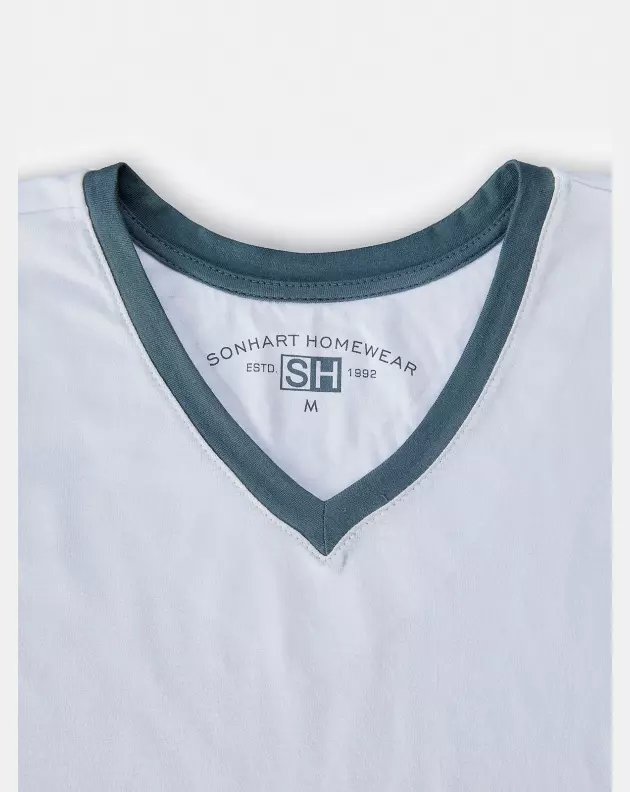 Pijama Masculino Adulto Manga Curta Decote V e Calça