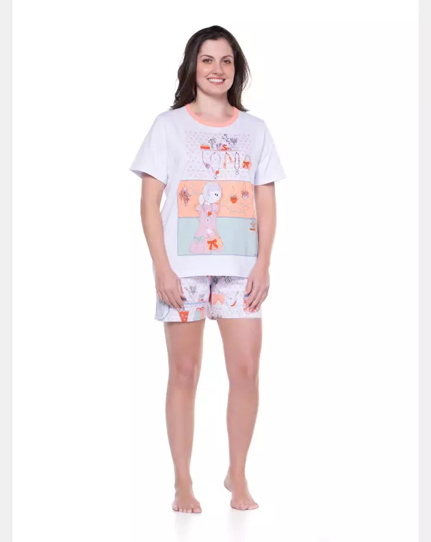 Conjunto Feminino Adulto Manga Curta e Short
