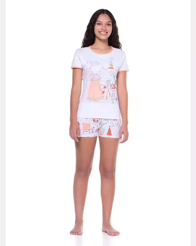Pijama baby-look manga curta e short 