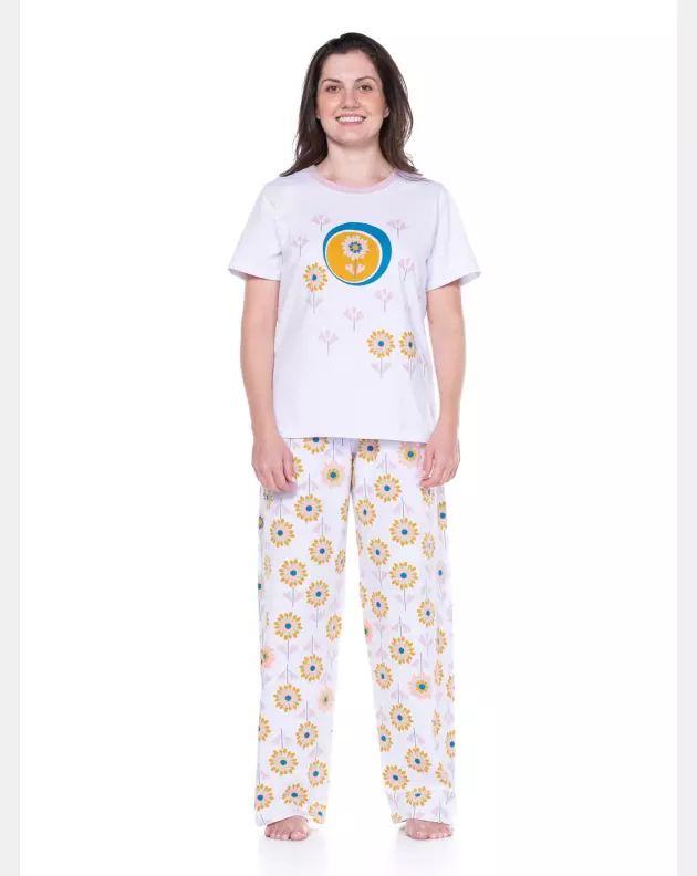 Conjunto Feminino Adulto Manga Curta e Calça