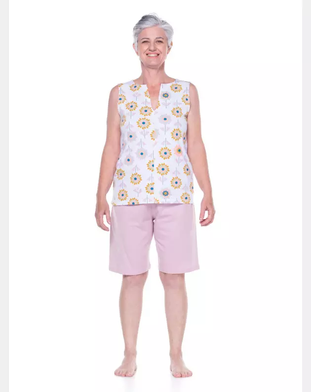 Conjunto Feminino Adulto Regata Aberta e Bermuda