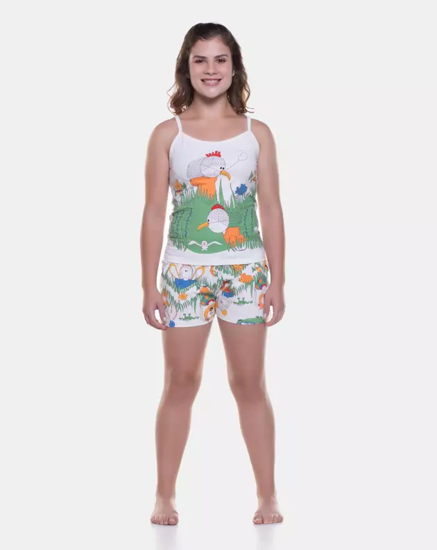 Pijama Feminino Adulto Alça e Short
