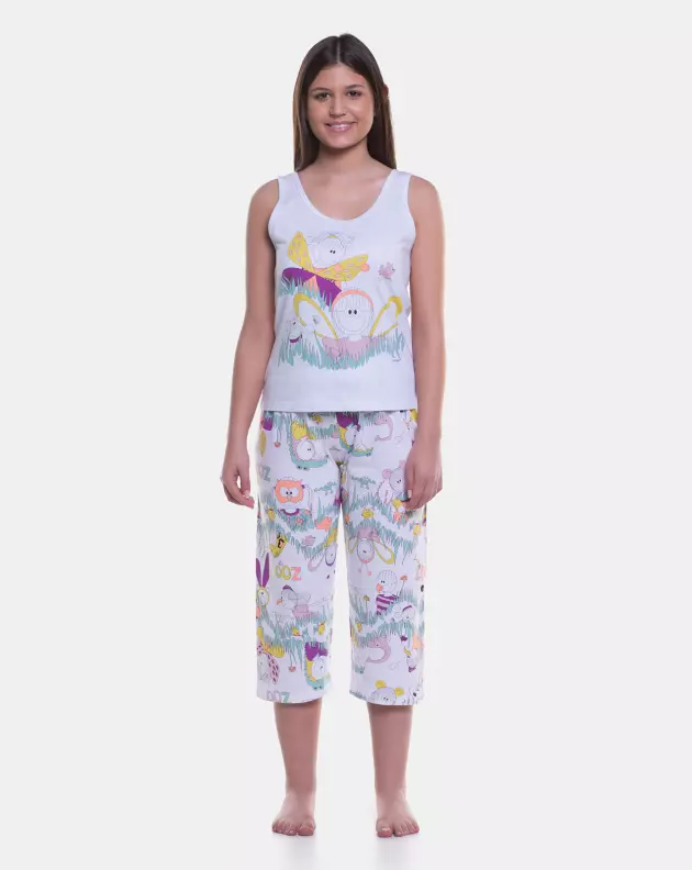 Pijama Feminino Adulto Regata e Corsário